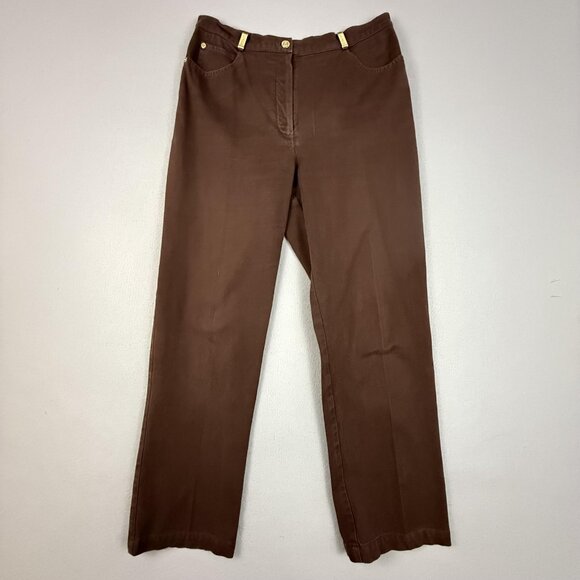 St. John Sport Jeans Women's 10 Brown Straight Leg Five Pocket High Rise - Picture 2 of 15